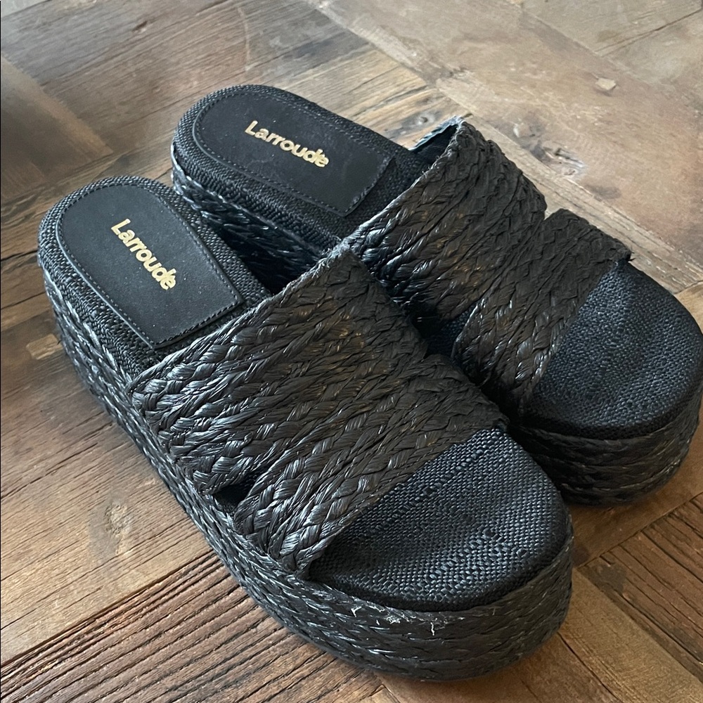 Latrobe Black Woven Platform Sandals